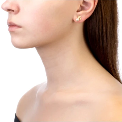 Серьги "Бабочки" из серебра c белыми речными жемчужинами 5,5-6 мм