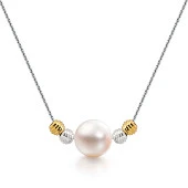 Цепочка из серебра 925 пробы с белой речной жемчужиной 9,5-10 мм