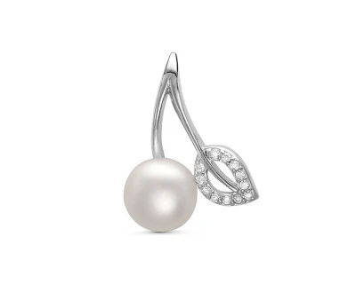 Кулон из серебра с белой речной жемчужиной 7,5-8 мм