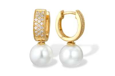 Серьги из серебра с белыми речными жемчужинами 8,5-9 мм