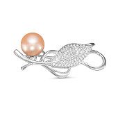 Брошь из серебра с розовой речной жемчужиной 9,5-10 мм Брошь из серебра с розовой речной жемчужиной 9,5-10 мм
