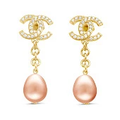 Серьги из серебра с розовыми речными жемчужинами 10-11 мм