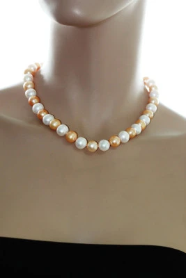 Ожерелье "микс" из круглого речного жемчуга класса ААА. Жемчужины 10,5-11,5 мм