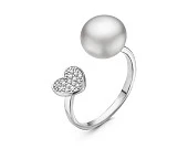 Кольцо "Диор" из серебра с белой речной жемчужиной 9,5-10 мм
