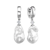 Серьги из серебра c белыми речными жемчужинами "Барокко" 12-15 мм