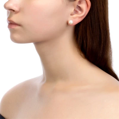 Пусеты из серебра 925 пробы с белыми речными жемчужинами 8,5-9 мм