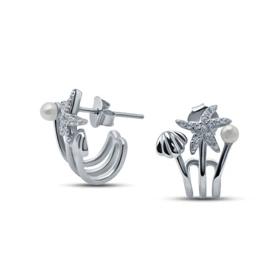 Серьги из серебра с белыми речными жемчужинами 2,5 мм