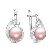 Серьги из серебра с розовыми речными жемчужинами 9,5-10 мм