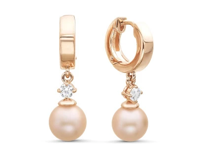 Серьги из серебра с розовыми речными жемчужинами 9-9,5 мм