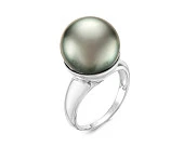 Кольцо из серебра с черной морской Таитянской жемчужиной 14-14,5 мм