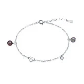 Браслет из серебра 925 пробы с черными речными жемчужинами 5-5,5 мм