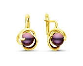 Серьги из серебра с черными речными жемчужинами 7-7,5 мм