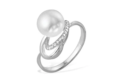 Кольцо из серебра с белой речной жемчужиной 7-7,5 мм