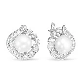 Серьги из серебра c белыми речными жемчужинами 8 мм