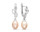 Серьги из серебра с розовыми речными жемчужинами 7,5-8,5 мм