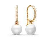Серьги из серебра с белыми речными жемчужинами 9-9,5 мм