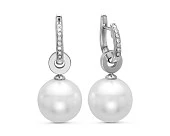 Серьги из белого золота с белыми морскими Австралийскими жемчужинами 14-14,5 мм