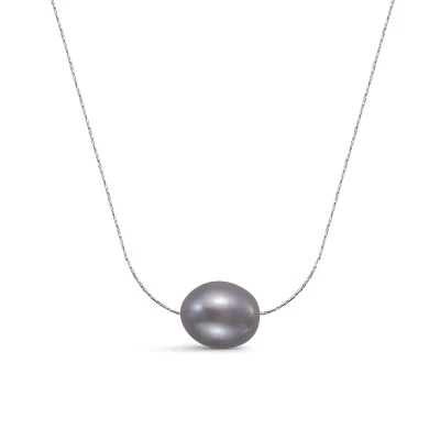 Цепочка из серебра с серебристой рисообразной речной жемчужиной 10-11 мм