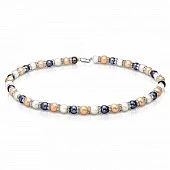 Ожерелье "микс" из круглого жемчуга со стразами класса ААА. Жемчужины 8,5-9,5 мм