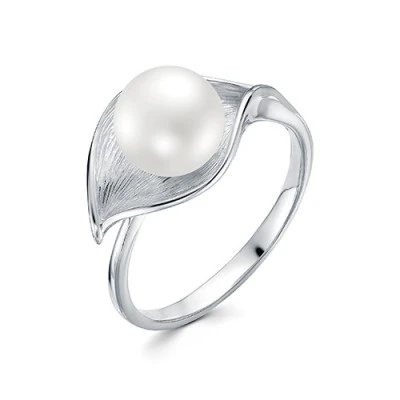 Кольцо из серебра с белой речной жемчужиной 8,5-9 мм