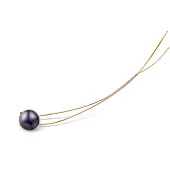 Цепочка из серебра 925 пробы с черной круглой речной жемчужиной 8-9 мм