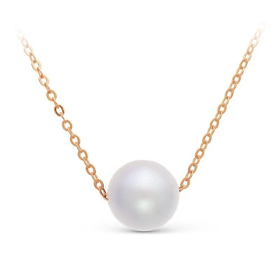 Цепочка из красного золота с белой морской жемчужиной 9,5-10 мм. Длина 45 см
