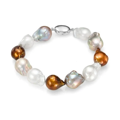 Браслет "микс" из барочного речного жемчуга. Жемчужины 13-16 мм