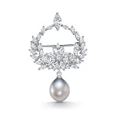 Брошь-кулон из сплава с серебристой морской Таитянской жемчужиной 10-10,5 мм