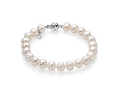 Браслет из белого овального речного жемчуга класса ААА. Жемчужины 8-8,5 мм