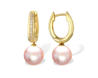 Серьги из серебра с розовыми речными жемчужинами 9,5-10 мм