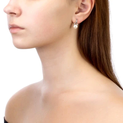 Серьги из серебра 925 пробы с белыми речными жемчужинами 8 мм