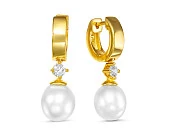 Серьги из серебра с белыми морскими Австралийскими жемчужинами 9,6-9,9 мм