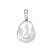 Кулон из серебра с белой барочной жемчужиной 14-15 мм