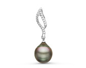 Кулон из серебра с черной морской Таитянской жемчужиной 10,6-10,9 мм