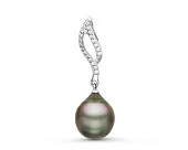 Кулон из серебра с черной морской Таитянской жемчужиной 10,6-10,9 мм
