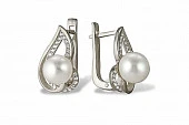 Серьги из белого золота с белыми речными жемчужинами 8-8,5 мм