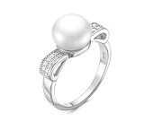 Кольцо из серебра с белой речной жемчужиной 9,5 мм