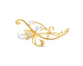 Брошь из серебра с белой речной жемчужиной 7,5-8 мм