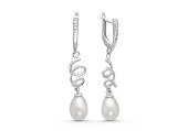 Серьги из серебра c белыми речными жемчужинами 7,5-8 мм