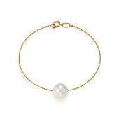 Браслет на цепочке из золота с белой Австралийской жемчужиной 11-11,5 мм