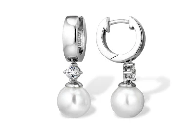 Серьги из серебра с белыми речными жемчужинами 8,5-9 мм