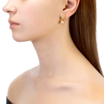 Серьги из серебра с розовыми речными жемчужинами 8,5-9 мм