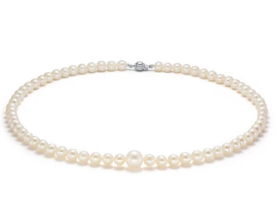 Ожерелье из белого круглого речного жемчуга класса ААА. Жемчужины 6,5-10 мм