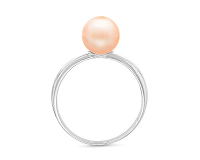 Кольцо из серебра с розовой речной жемчужиной 7-7,5 мм