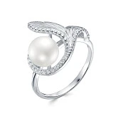 Кольцо из серебра с белой речной жемчужиной 9,5-10 мм