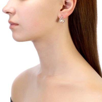 Серьги из серебра с розовыми речными жемчужинами 8,5-9 мм