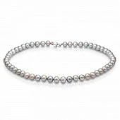 Ожерелье из серого круглого речного жемчуга класса ААА. Жемчужины 8-8,5 мм