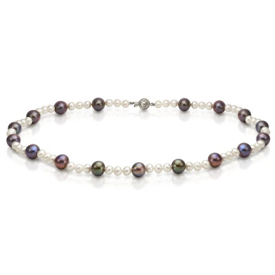 Ожерелье "микс" из круглого речного жемчуга класса ААА. Жемчужины 6-9,5 мм