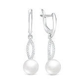 Серьги из серебра c белыми речными жемчужинами 8-8,5 мм