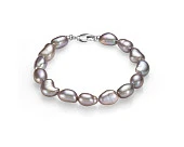 Браслет из серебристого речного барочного жемчуга класса ААА. Жемчужины 6-6,5 мм